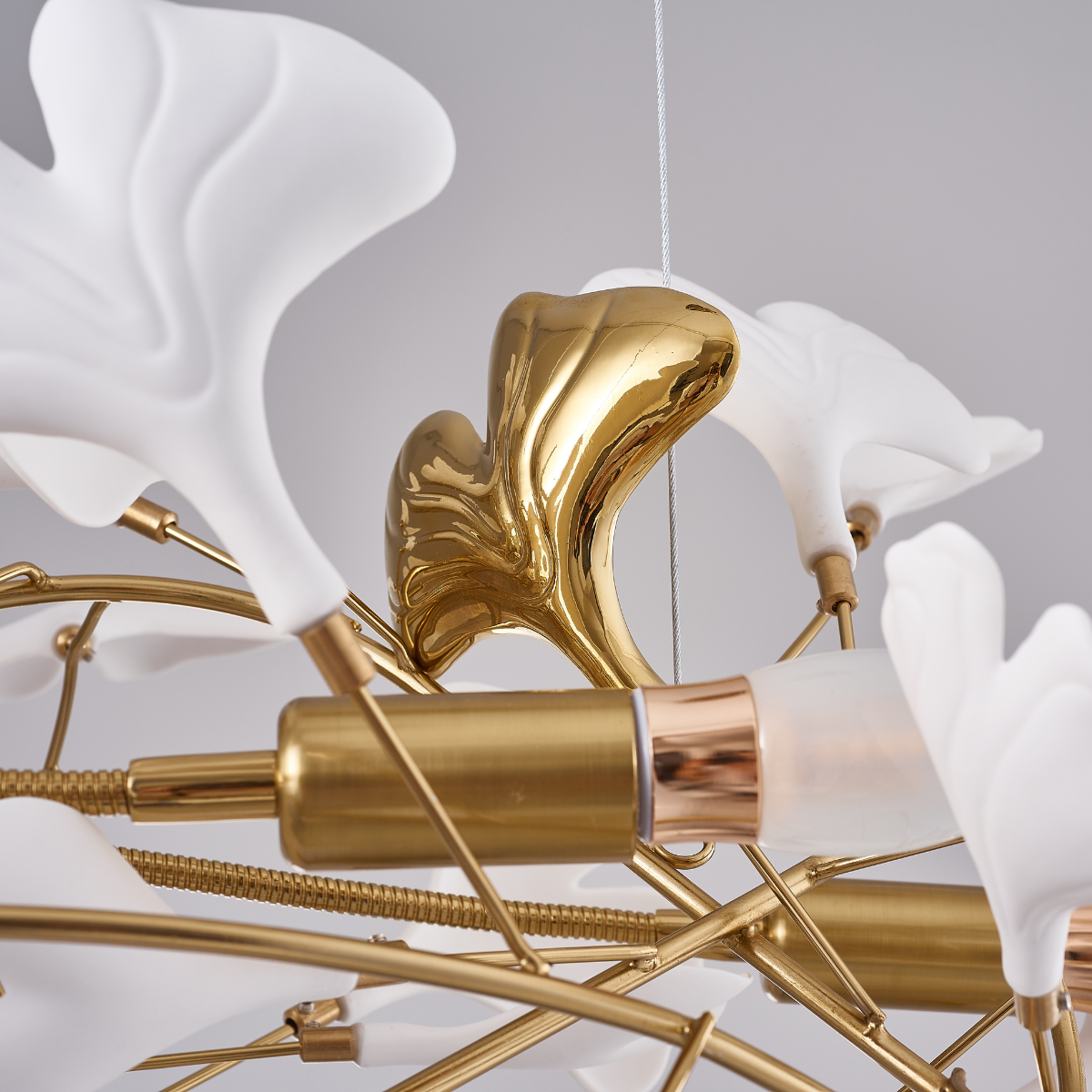 Olivia Lampada a Sospensione Ceramica Grande Foyer Foglia Gingko Soggiorno Lusso