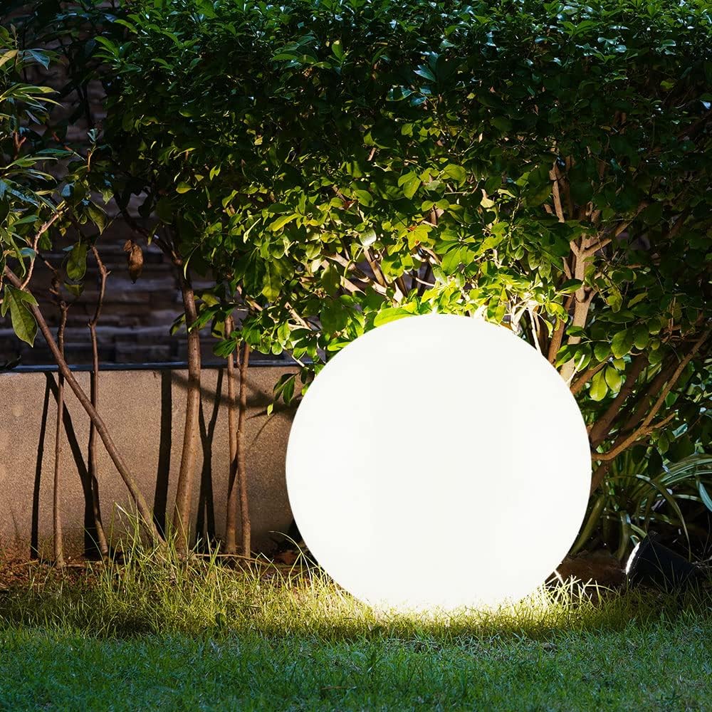 Elif Design LED Luce da Esterno Lampada da Terra Impermeabile Bianco Sfera Acrilico