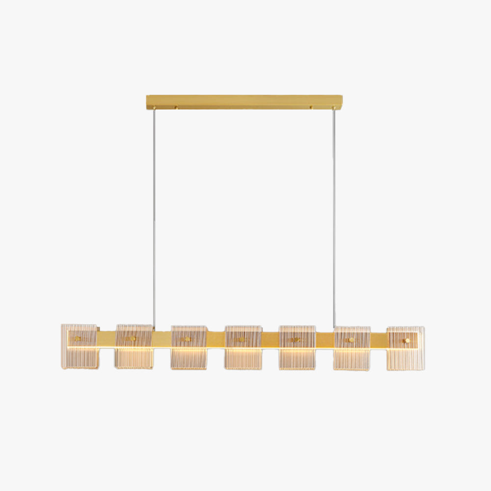 Evette Moderne Minimalista LED Lampada a Sospensione Rettangolare Metallo/Vetro Oro Sala da Pranzo
