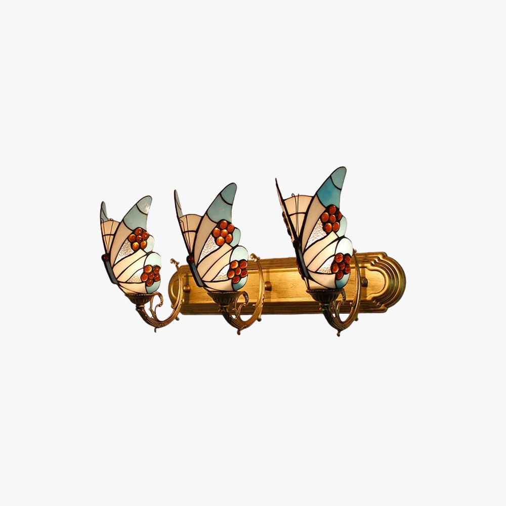 Arisha Design LED Bellissimo Decorativo Applique Metallo Vetro Artistica Farfalla Colorata Bagno