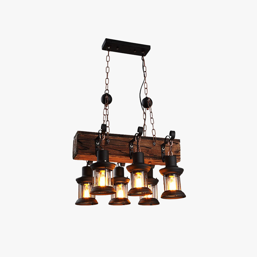 Epoch Lampade a Sospensione Retro Rettangolare Lanterna Metallo Legno