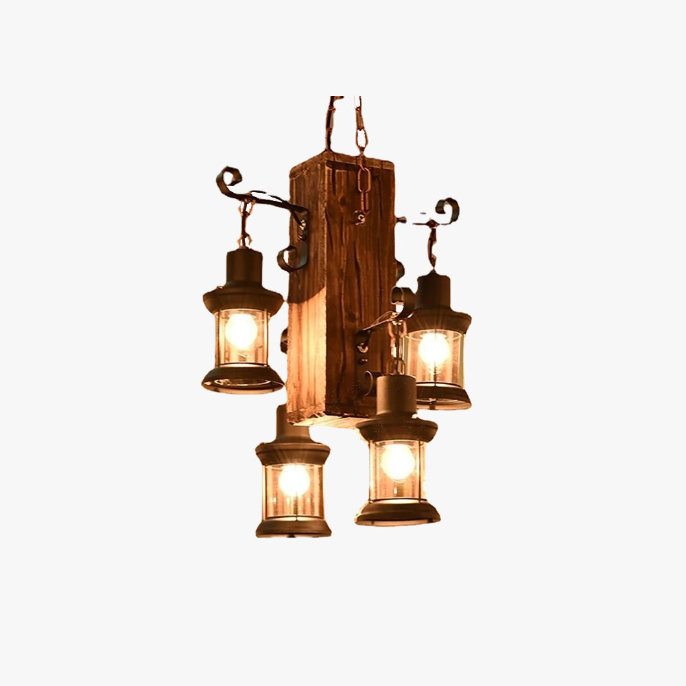 Epoch Vintage Industriale LED Rettangolare Lampade a Sospensione Metallo Legno Sala da Pranzo/Soggiorno