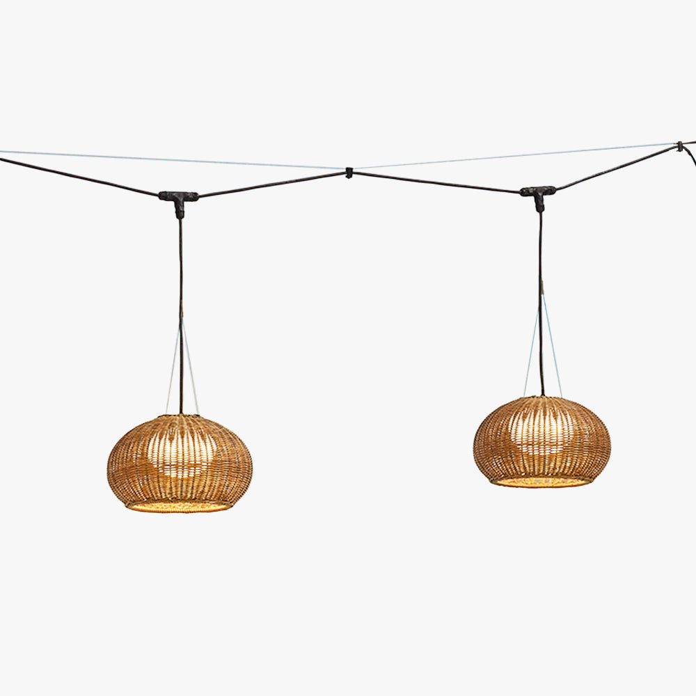 Ritta Retro Lanterna Bambù/Acrilico Lampade a Sospensione Esterno