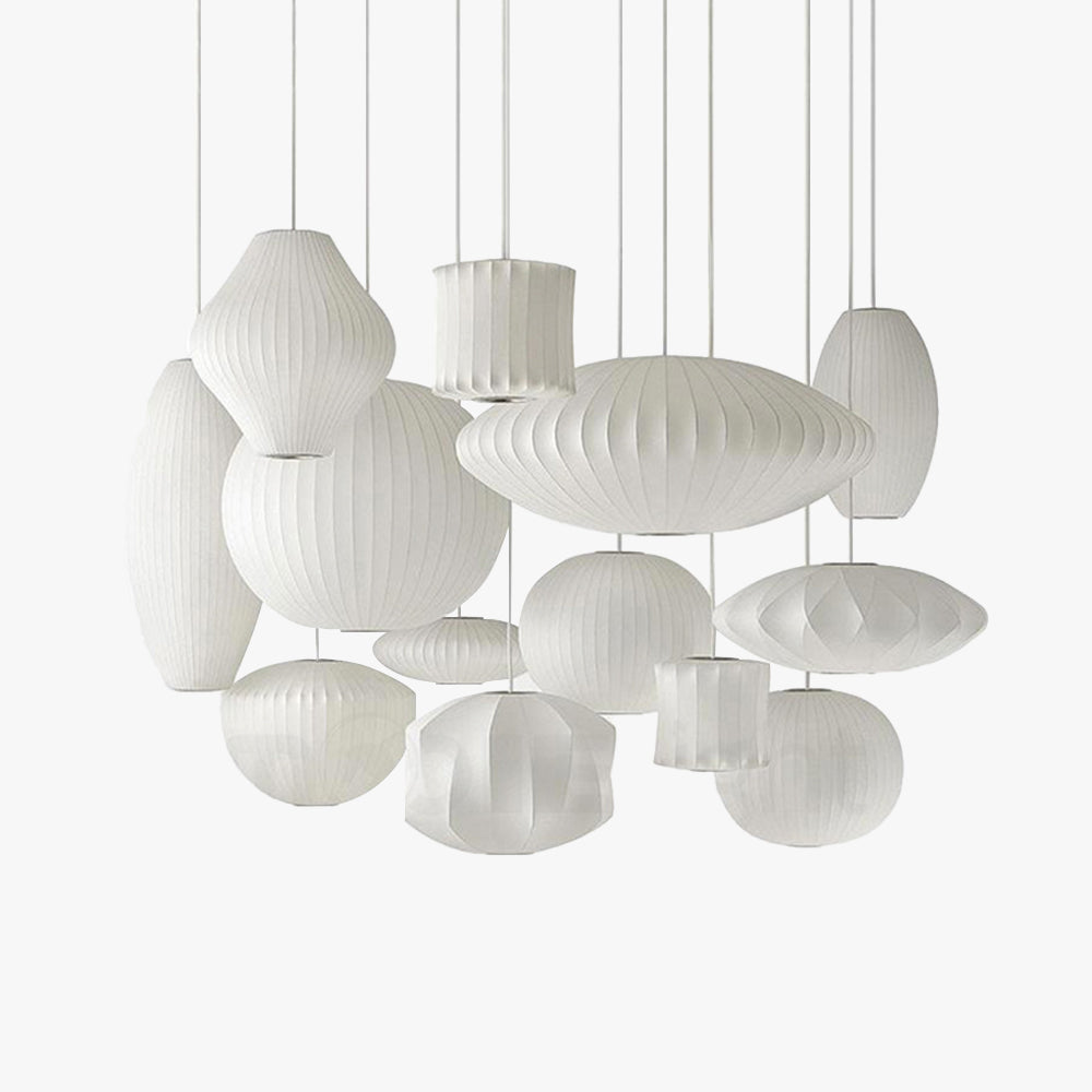 Ritta Design LED Lampada a Sospensione Seta Artificiale Bianco