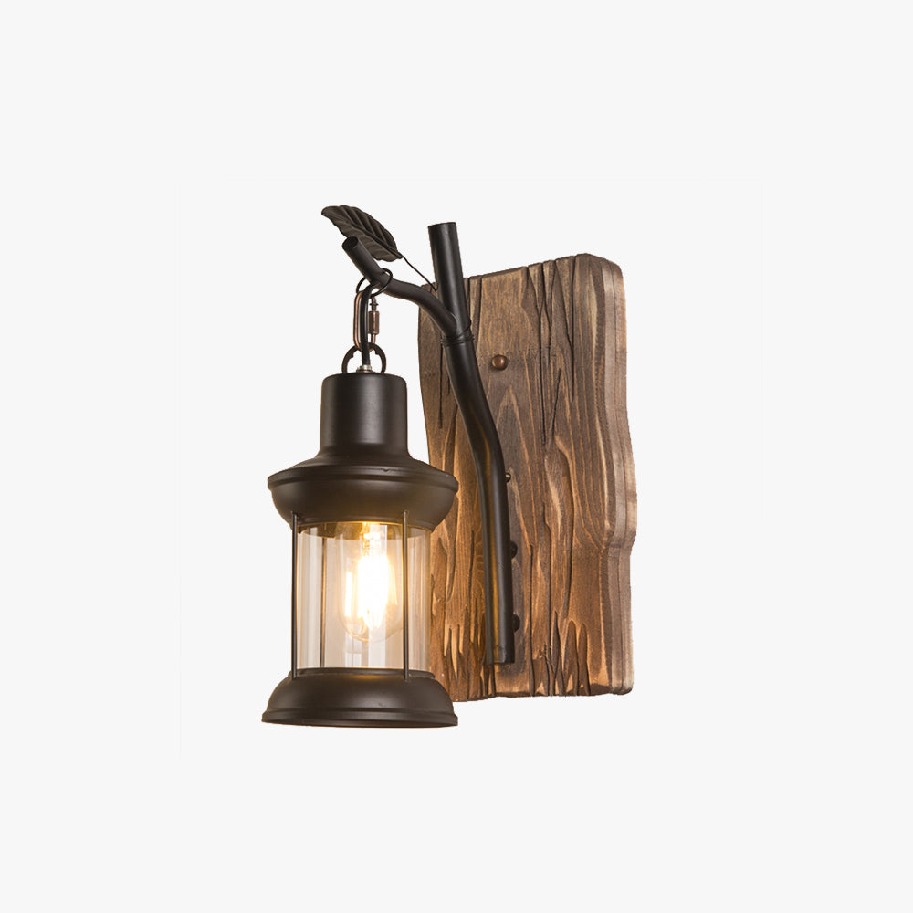 Epoch Vintage Vintage Candela Industriale LED Applique Legno Metallo Nero Soggiorno/Camera da Letto