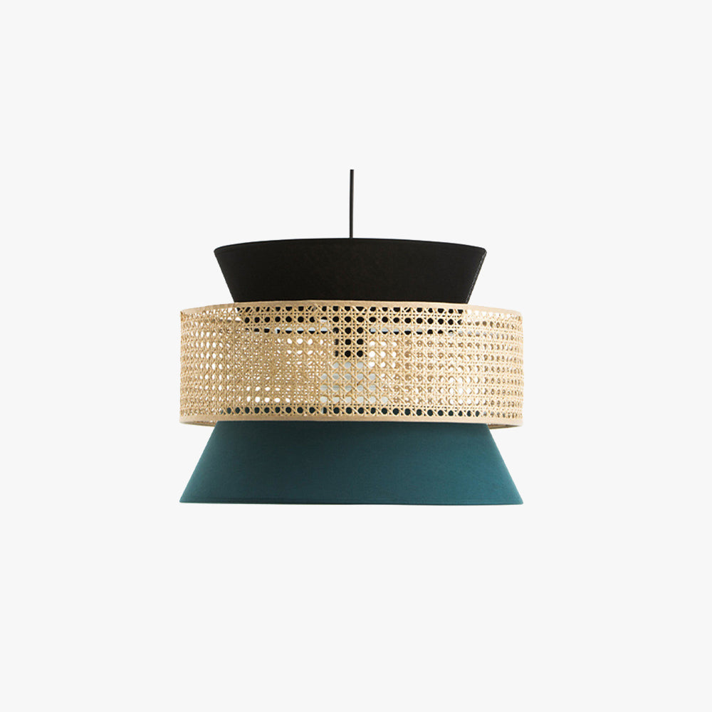 Ritta Moderni Design LED Lampada a Sospensione Verde Scuro Metallo Rattan Soggiorno/Camera da Letto