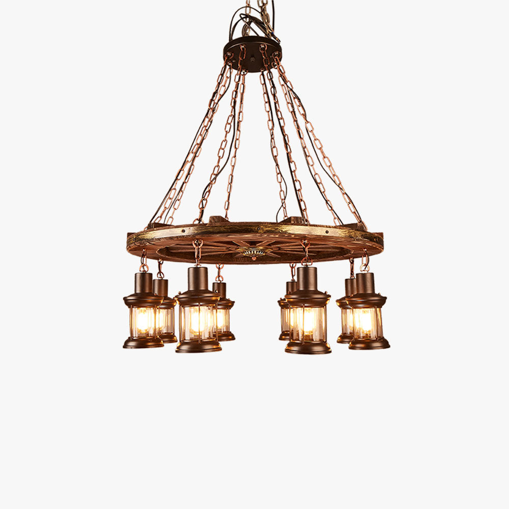 Epoch Lampade a Sospensione Vintage Timone Metallo Legno Noce Soggiorno