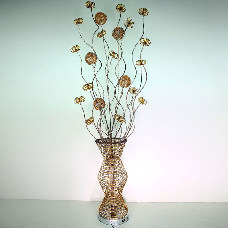 Arisha Design LED Lampade da Terra Arte Deco Metallo Vaso Oro Fiore Soggiorno/Camera da Letto
