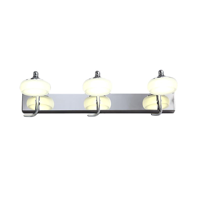 Arisha Moderno Design LED Applique Metallo Vetro Argento Specchio Bagno