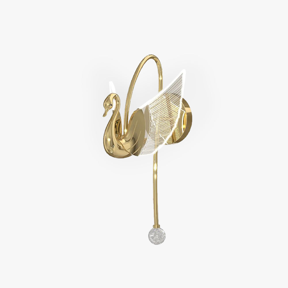 Arisha Design LED Cigno Lampada da Parete Acrilico Metallo Oro/Rosa Soggiorno/Camera da Letto