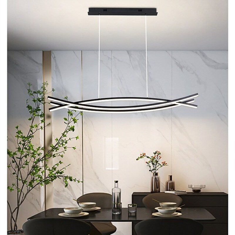 Louise Moderna LED Lineare Lampade a Sospensione Metallo Nero Soggiorno/Camera da Letto