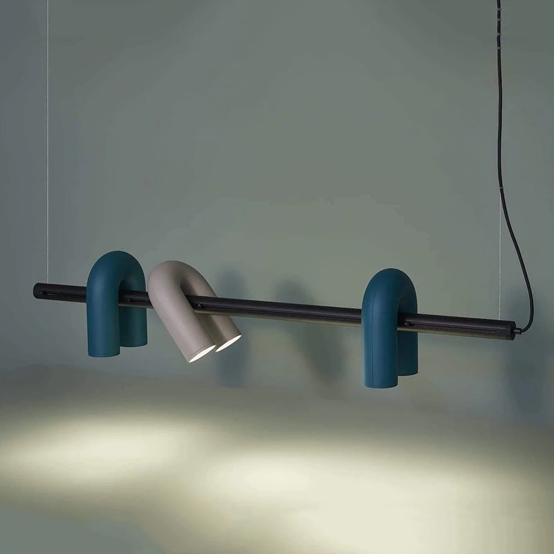 Felix Moderno LED Lampada a Sospensione Lineare A Forma di U Grigio/Rosa/Nero/Azzurro Metallo Acrilico Sala da Pranzo/Soggiorno/Camera da Letto