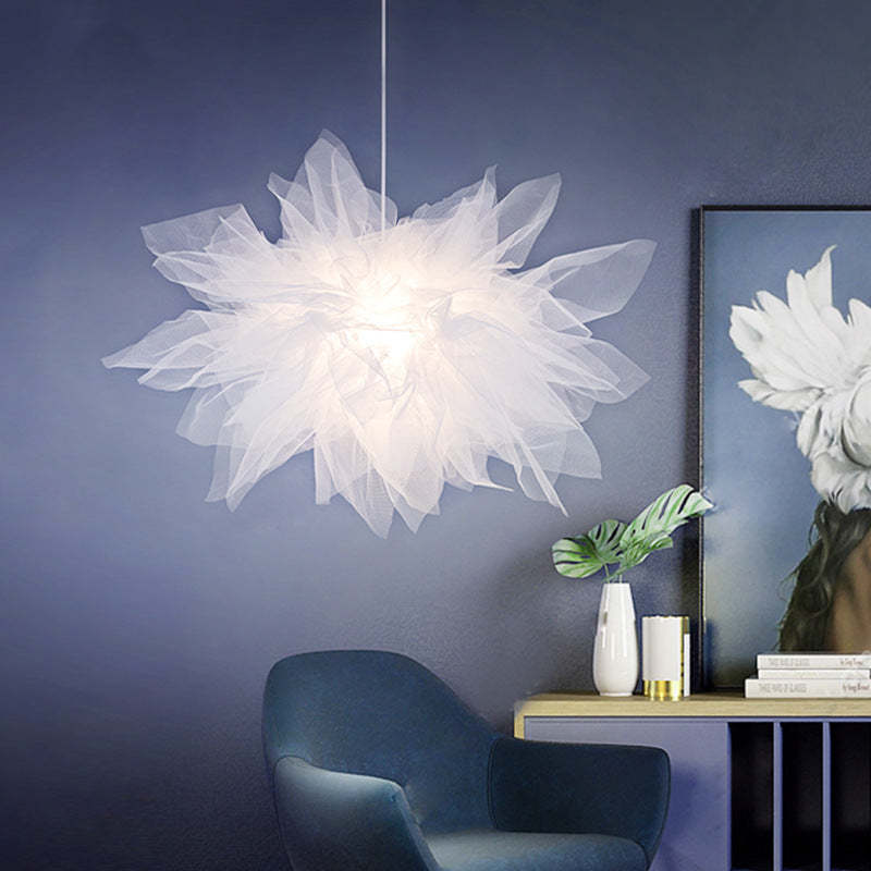 Arisha Moderna LED Lampada a Sospensione Tessuto Bianco Fiore Camera da Letto