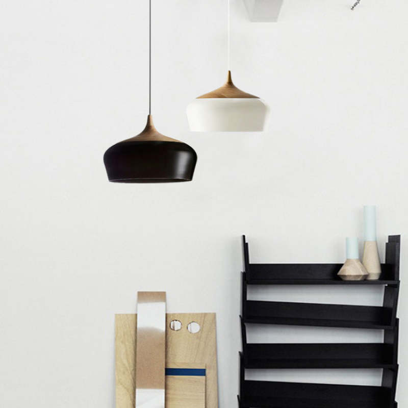 Arisha Minimalista Moderni LED Lampada a Sospensione Metallo Legno Nero/Bianco Sala da Pranzo/Soggiorno/Camera da Letto