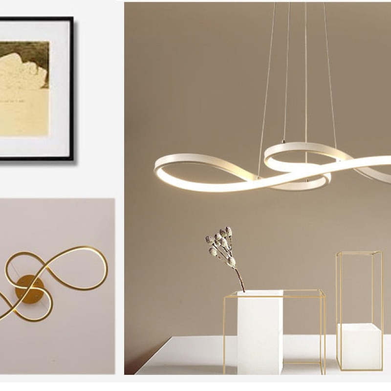 Arisha Lampada a Sospensione Lineare Moderna Nero/Oro/Bianco