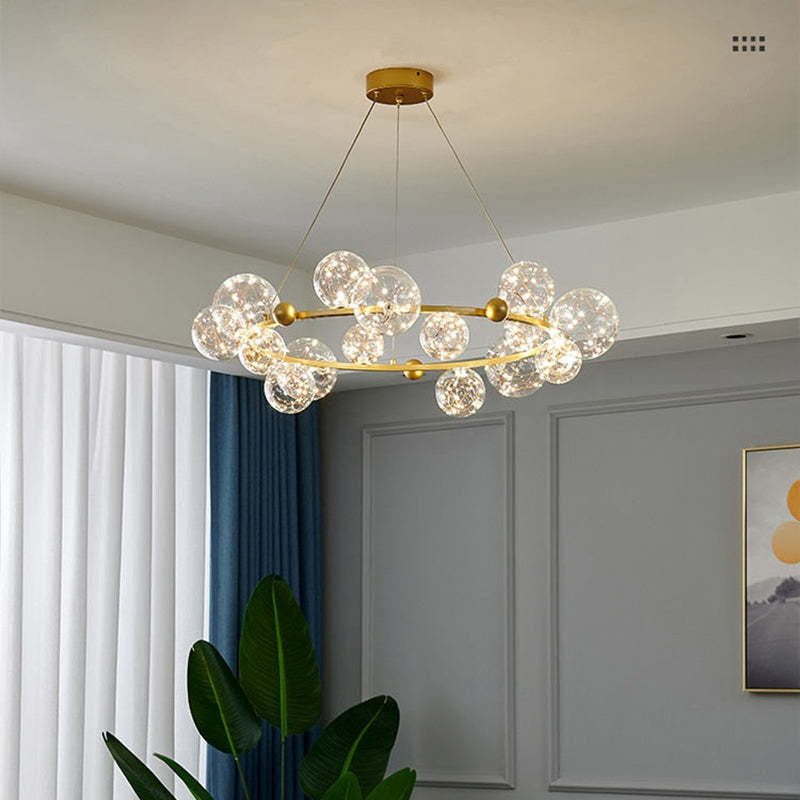 Valentina Lampada a Sospensione Metallo/Vetro Nero/Oro Globo Arte Deco
