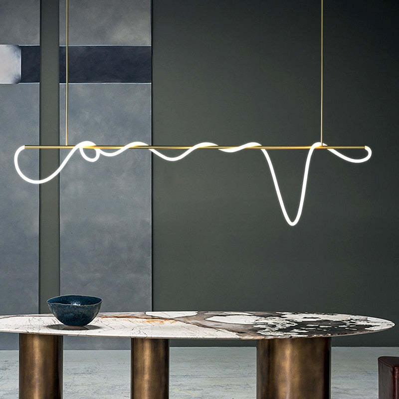 Arisha Lampada a Sospensione Metallo Oro Curva Lineare Soggiorno/Camera da Letto