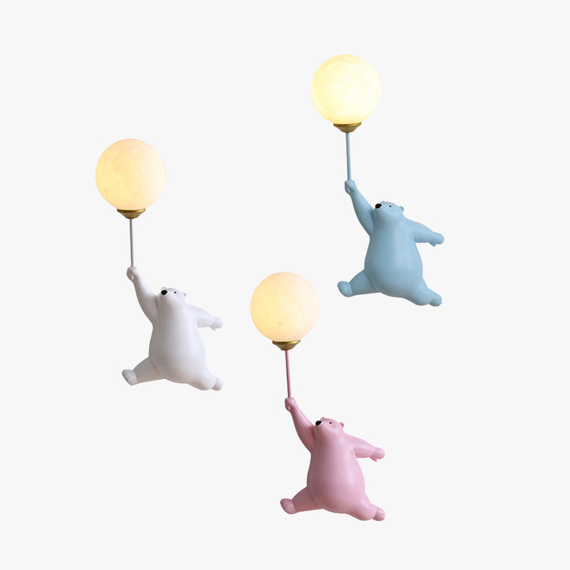 Aria Design LED Applique da Parete Lettura Pallone d'Orso Bianco/Blu Camera da letto/Studio/Soggiorno