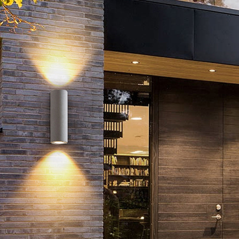 Ray Moderne LED Lampade da Esterno Cilindro Doppio Testa Cemento Nero/Bianco