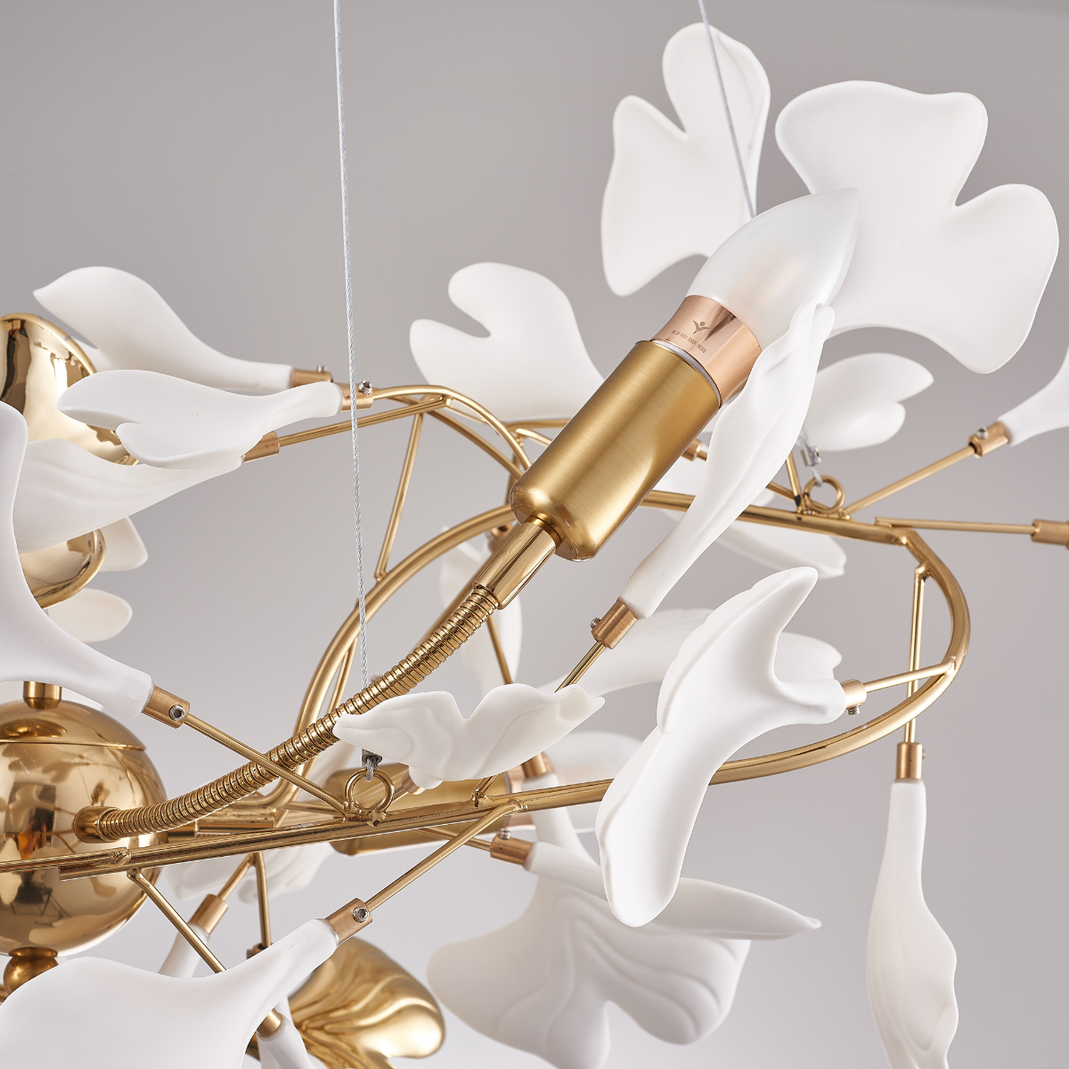 Olivia Lampada a Sospensione Ceramica Grande Foyer Foglia Gingko Soggiorno Lusso