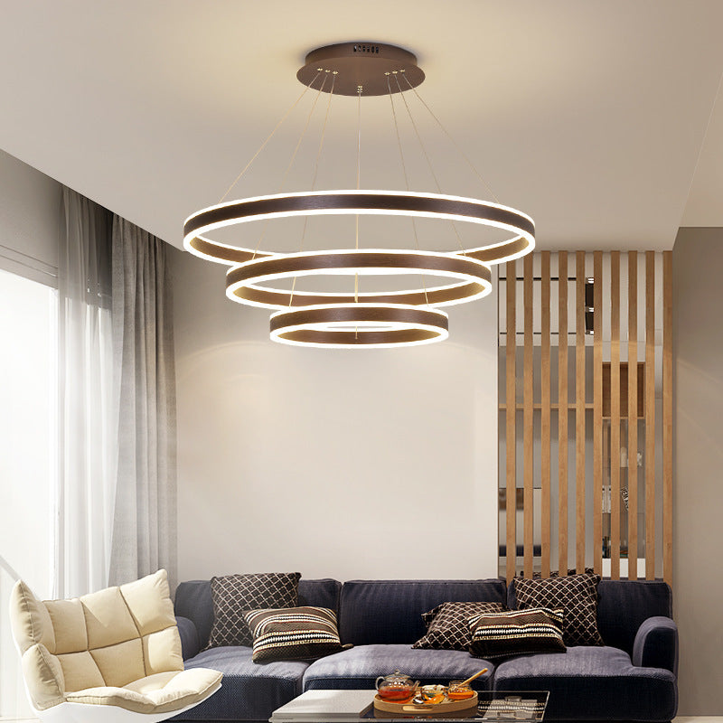 Arisha LED Lampada a Sospensione Caffè 3 Anelli Moderna Minimalista