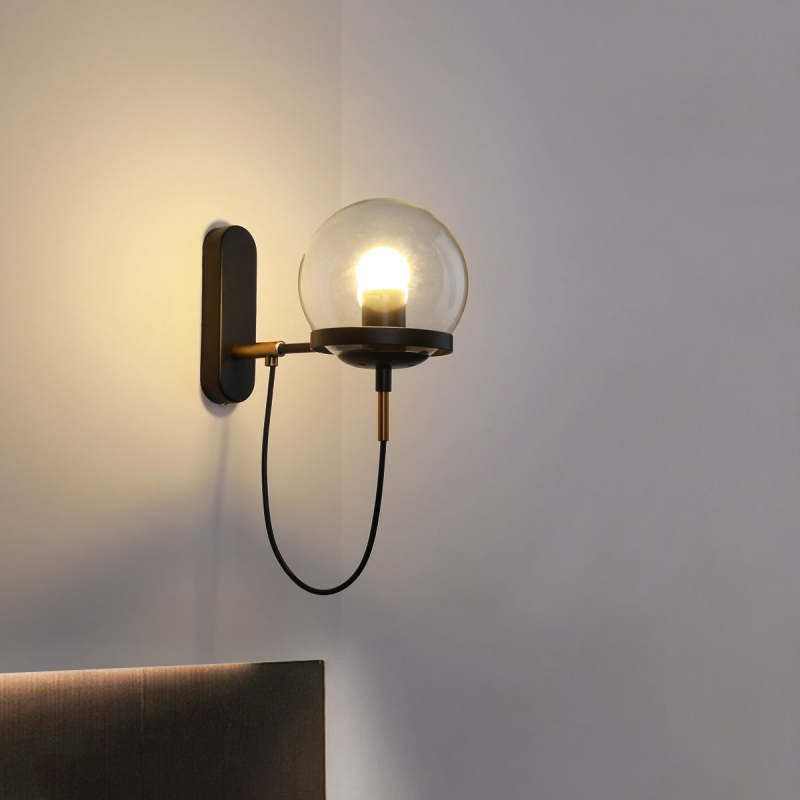 Silva Moderno LED Sfera Applique Metallo Vetro Nero/Bronzo Soggiorno/Camera da Letto