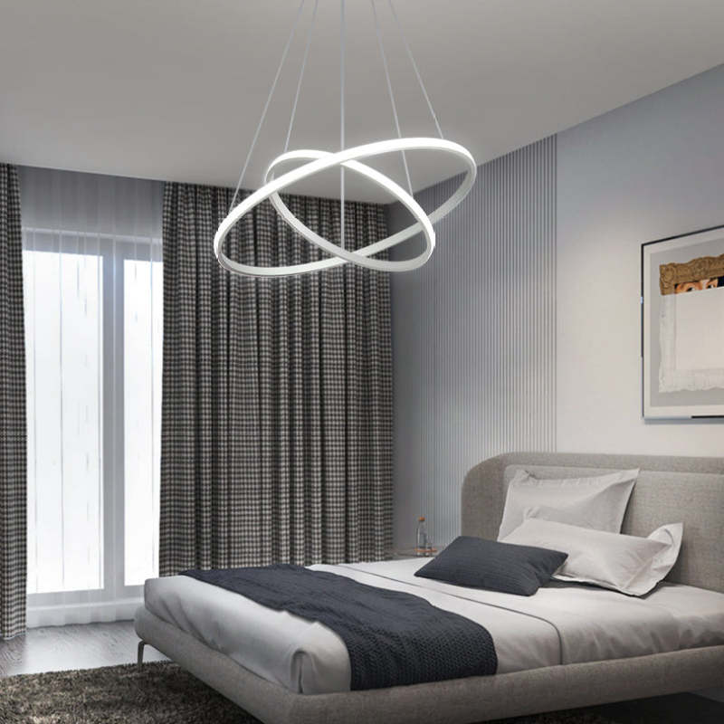 Arisha Design LED Lampada a Sospensione Metallo/Silicone Anello Moderna 2/3/4 Anelli