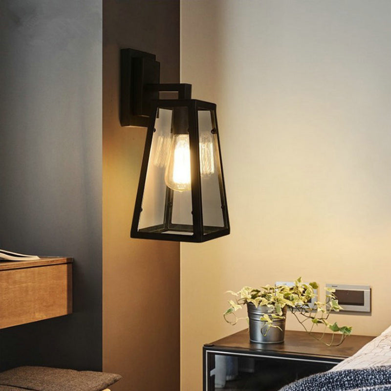 Silva Industriale Vintage LED Applique Metallo/Vetro Nero Sala da Pranzo/Soggiorno/Camera da Letto