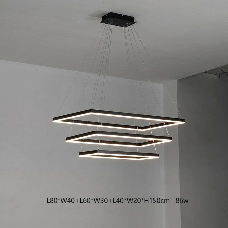 Bouvet Moderno LED Lampada a Sospensione 5 Stratificato Nera Soggiorno/Camera da Letto