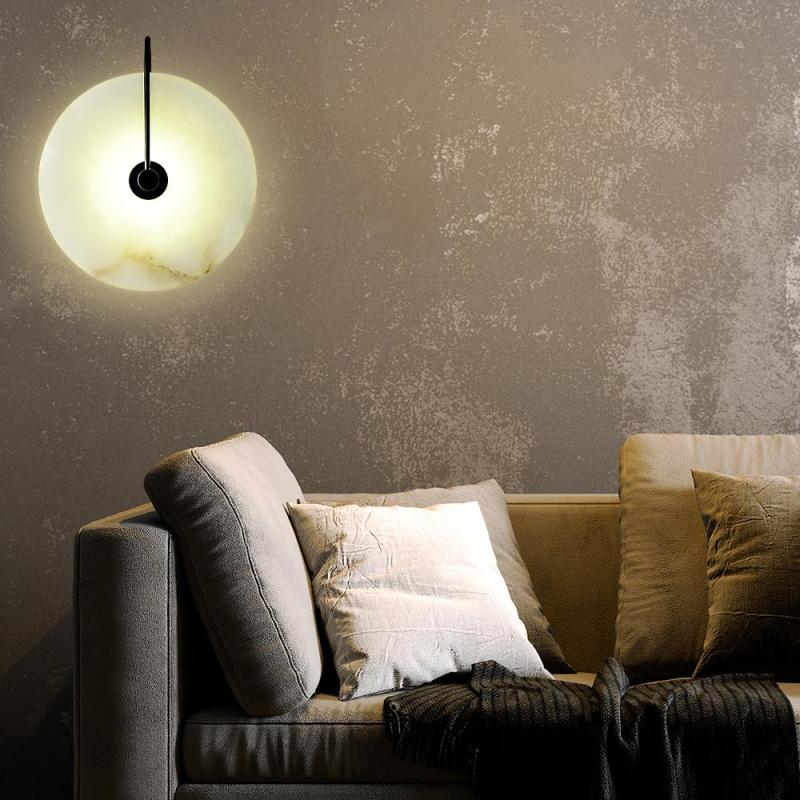 Arisha Moderno LED Applique Marmo Artificiale Metallo Oro/Nero Rotonda Comodino/Soggiorno/Camera da Letto
