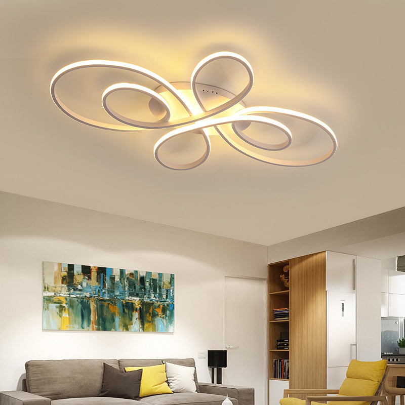Arisha Moderno LED Metallo Plafoniera Multi Anelli Marrone/Bianco Soggiorno/Camera da Letto