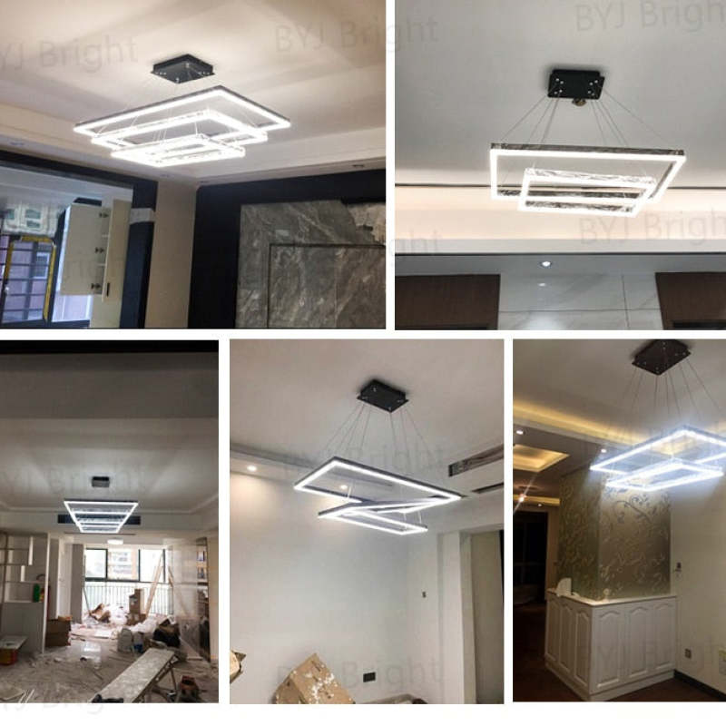 Bouvet Moderno LED Lampada a Sospensione 5 Stratificato Nera Soggiorno/Camera da Letto