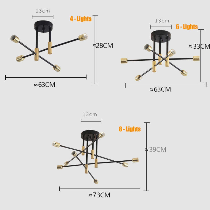 Valentina Minimalismo LED Plafoniere Nero/Oro Metallo Sala da Pranzo/Soggiorno/Camera da Letto
