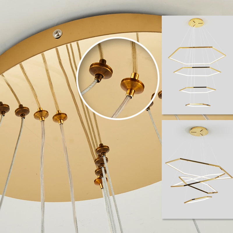 Arisha Minimalista LED Lampada a Sospensione Metallo Oro DIY Geometria Soggiorno/Camera da Letto