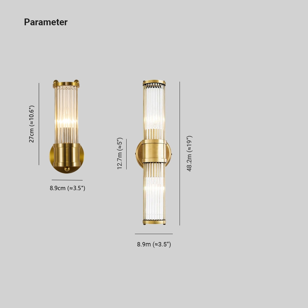 Arisha Classico LED Applique Americano Cilindrico Elegante Oro Vetro/Metallo Bagno
