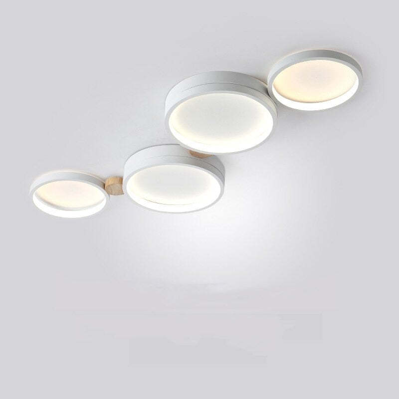 Arisha Minimalismo LED Plafoniera Bianco Rotonda Metallo Legno Soggiorno/Camera da Letto/Sala da Pranzo