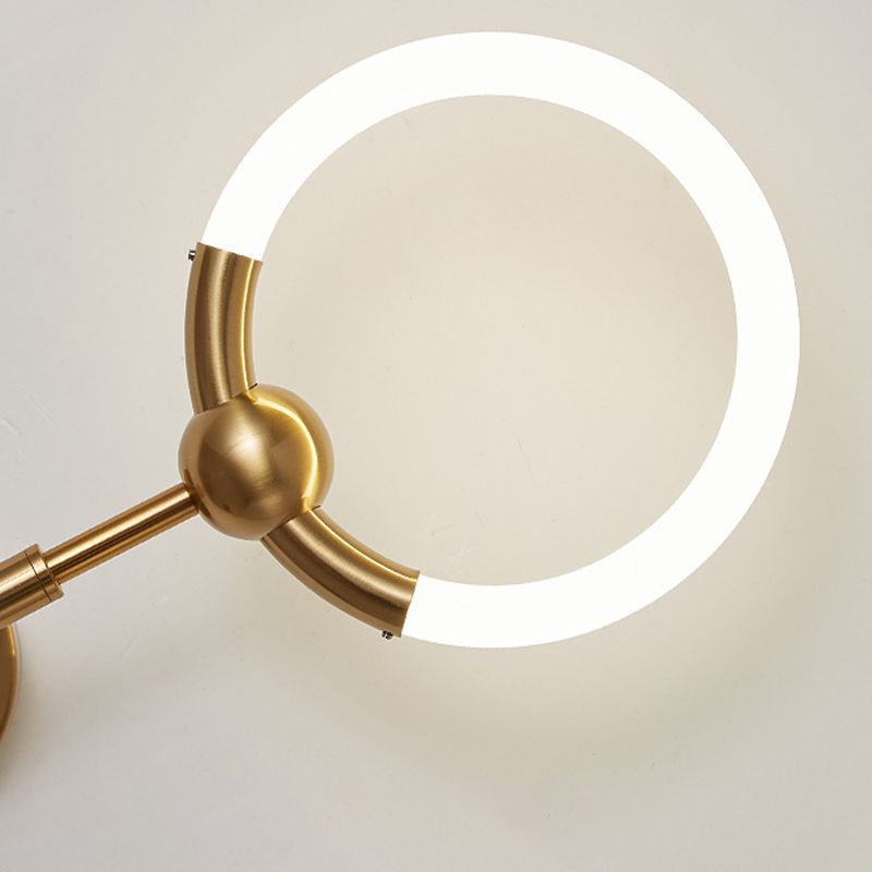 Arisha Moderno LED Anello Applique Specchio Metallo Acrilico Nero/Oro Soggiorno/Camera da Letto