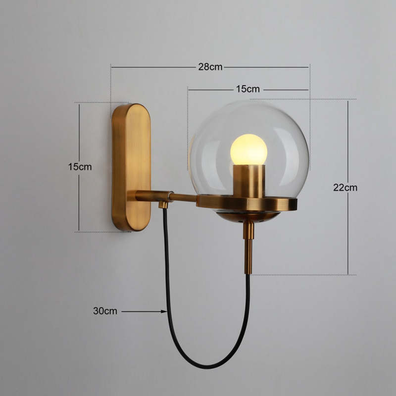 Silva Moderno LED Sfera Applique Metallo Vetro Nero/Bronzo Soggiorno/Camera da Letto