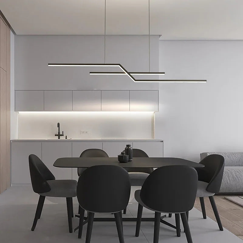 Arisha Lineare LED Lampade a Sospensione Nere/Ore Parallelo Piega Soggiorno