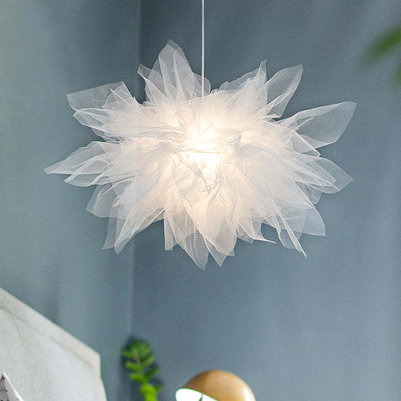 Arisha Moderna LED Lampada a Sospensione Tessuto Bianco Fiore Camera da Letto