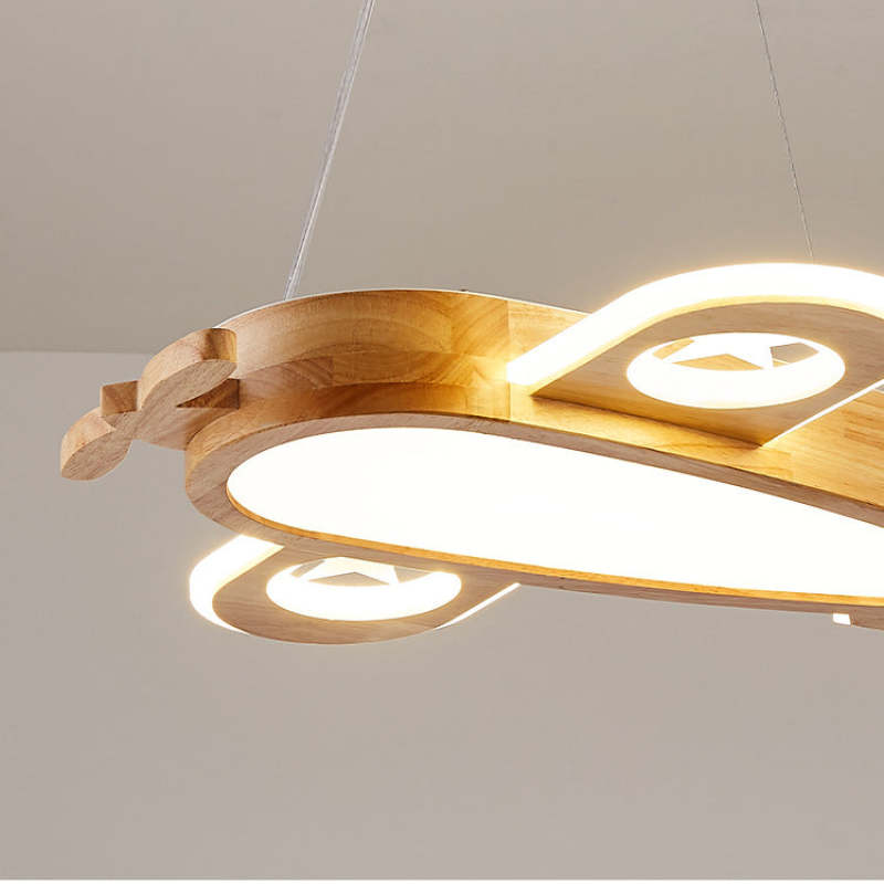Minori Moderno Naturale Creativo DIY Bambini Aereo Forma Acrilico Lampade a Sospensione Legno
