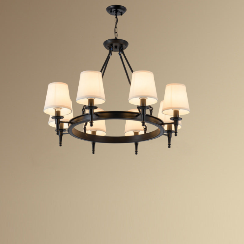 Alessio Vintage Industriale LED Lampade a Sospensione Metallo Tessuto Nero/Marrone Sala da Pranzo