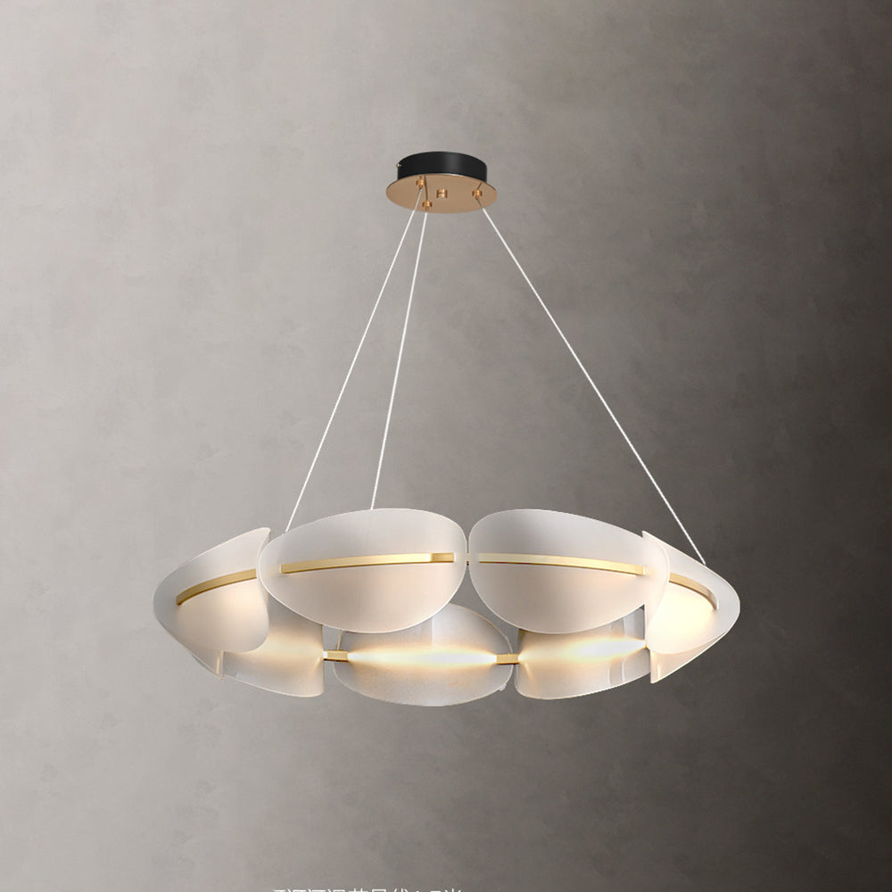 Bella Lampada a Sospensione Metallo Bianco Anello Moderna