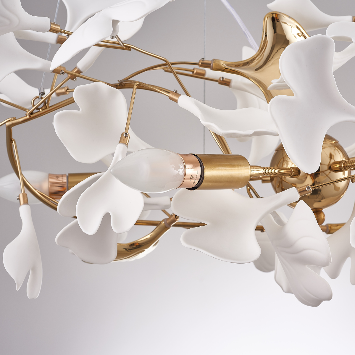 Olivia Lampada a Sospensione Ceramica Grande Foyer Foglia Gingko Soggiorno Lusso