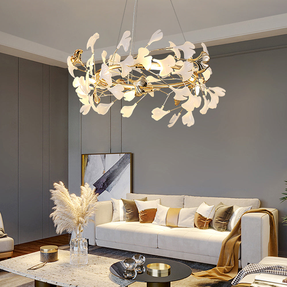 Olivia Moderne LED Lampade a Sospensione Ginkgo Biloba Metallo Oro Petalo Soggiorno/Camera da Letto