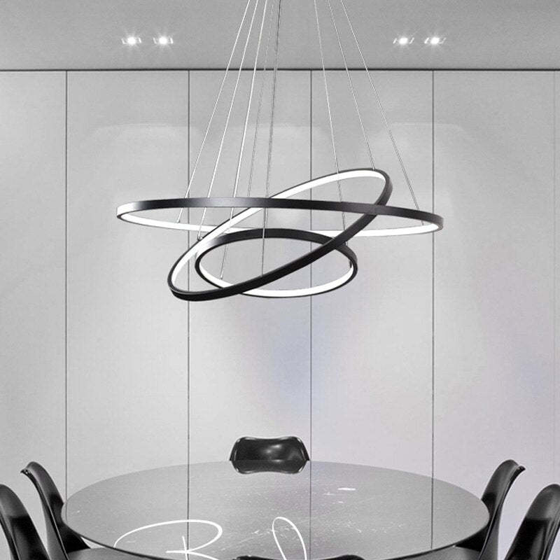 Arisha Design Illuminato LED Lampada a Sospensione Bianco/Nero/Oro Anello Interno Soggiorno/Camera da Letto