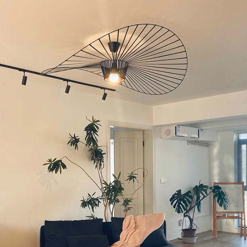 Ritta Lampade a Sospensione Tessuto Nero/Bianco/Oro/Marrone Fiore Moderne