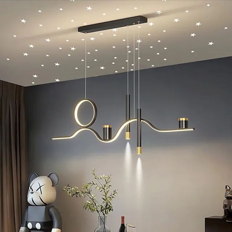 Madina Moderno LED Lampade a Sospensione Metallo Nero Lineare Cielo Stellato Soggiorno/Camera da Letto