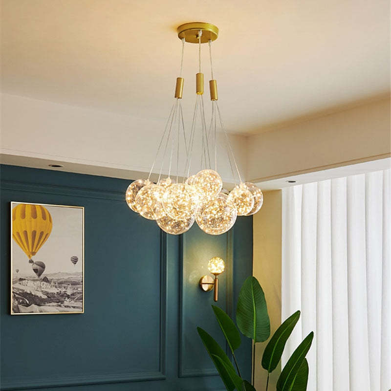 Valentina Moderni LED Lusso Lampade a Sospensione Vetro Ore Sfera Globo LED 3/5/9/15 Luci