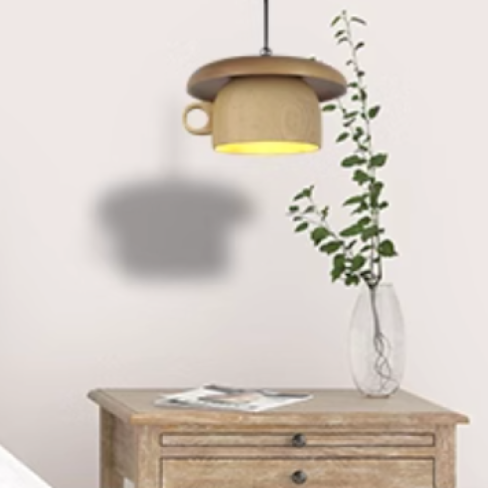 Valentina Vintage Naturale Legno Tazza Lampade a Sospensione Camera da Letto